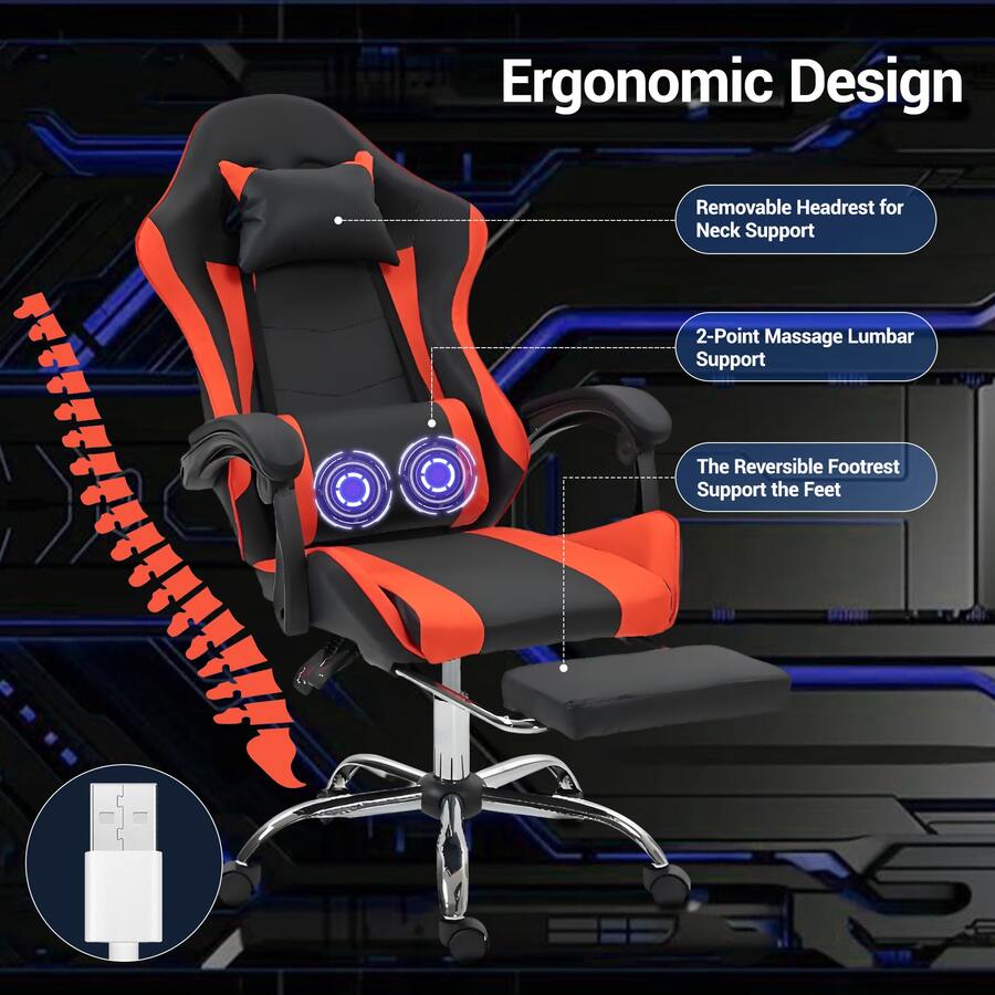 Gaming Chair With Massage Lumb - Massage ulasan dan harga