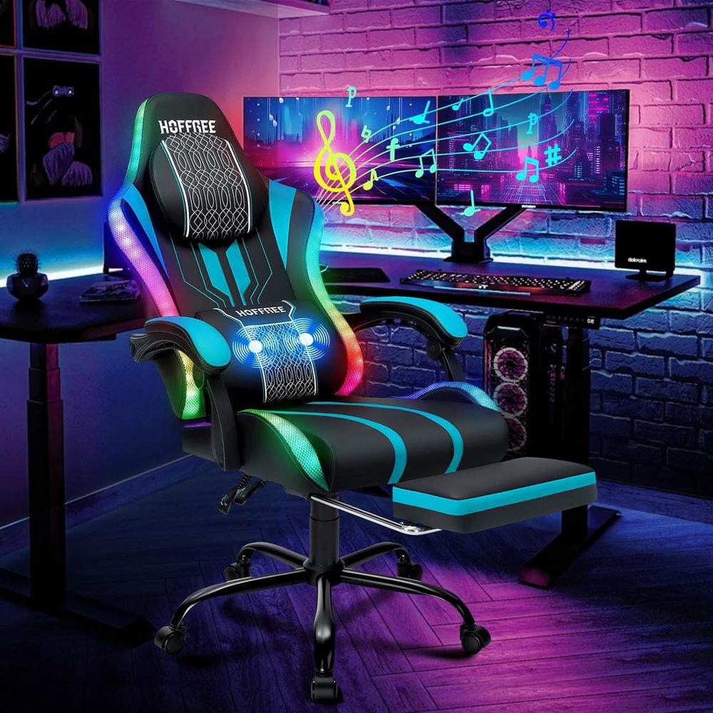 Gaming Chair with LED Lights S - Massage ulasan dan harga