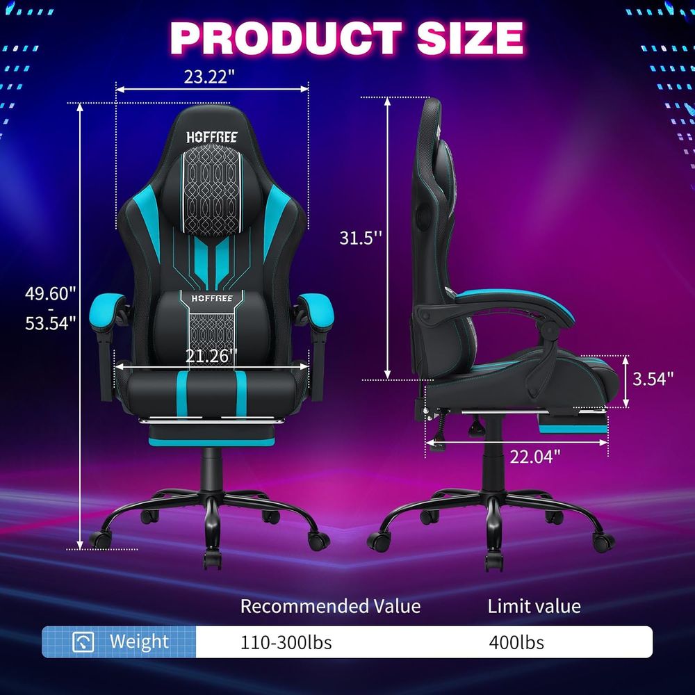 Gaming Chair with LED Lights S - Massage ulasan dan harga